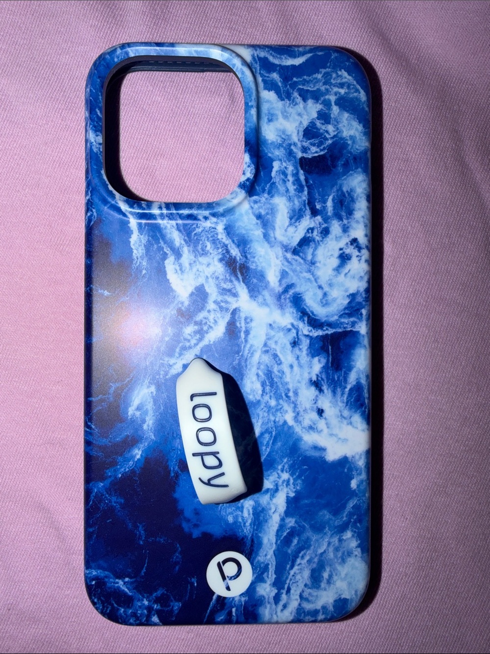 Loopy Case Blue Marble Phone Case with Integrated Loop